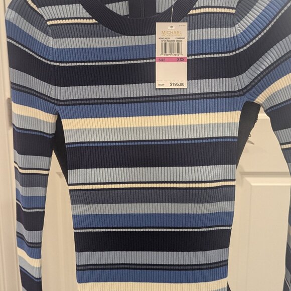 NEW! Michael Kors Color Block Striped long sleeve midi dress XXS - Picture 5 of 6